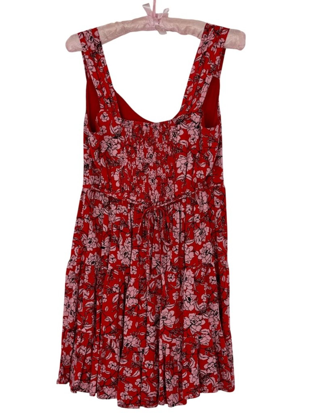 Band Of Gypsies Red Floral Sleeveless Tiered Dress M | Coquette Grunge Fairy Y2K - Picture 9 of 16